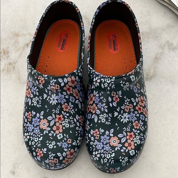 Vangelo Niko Flower 2 Teal w.blue peach Comfortable Slip-On Design - Picture 2 of 10